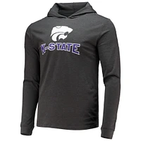 Men's Concepts Sport Purple/Heather Charcoal Kansas State Wildcats Meter Long Sleeve Hoodie T-Shirt & Jogger Pajama Set