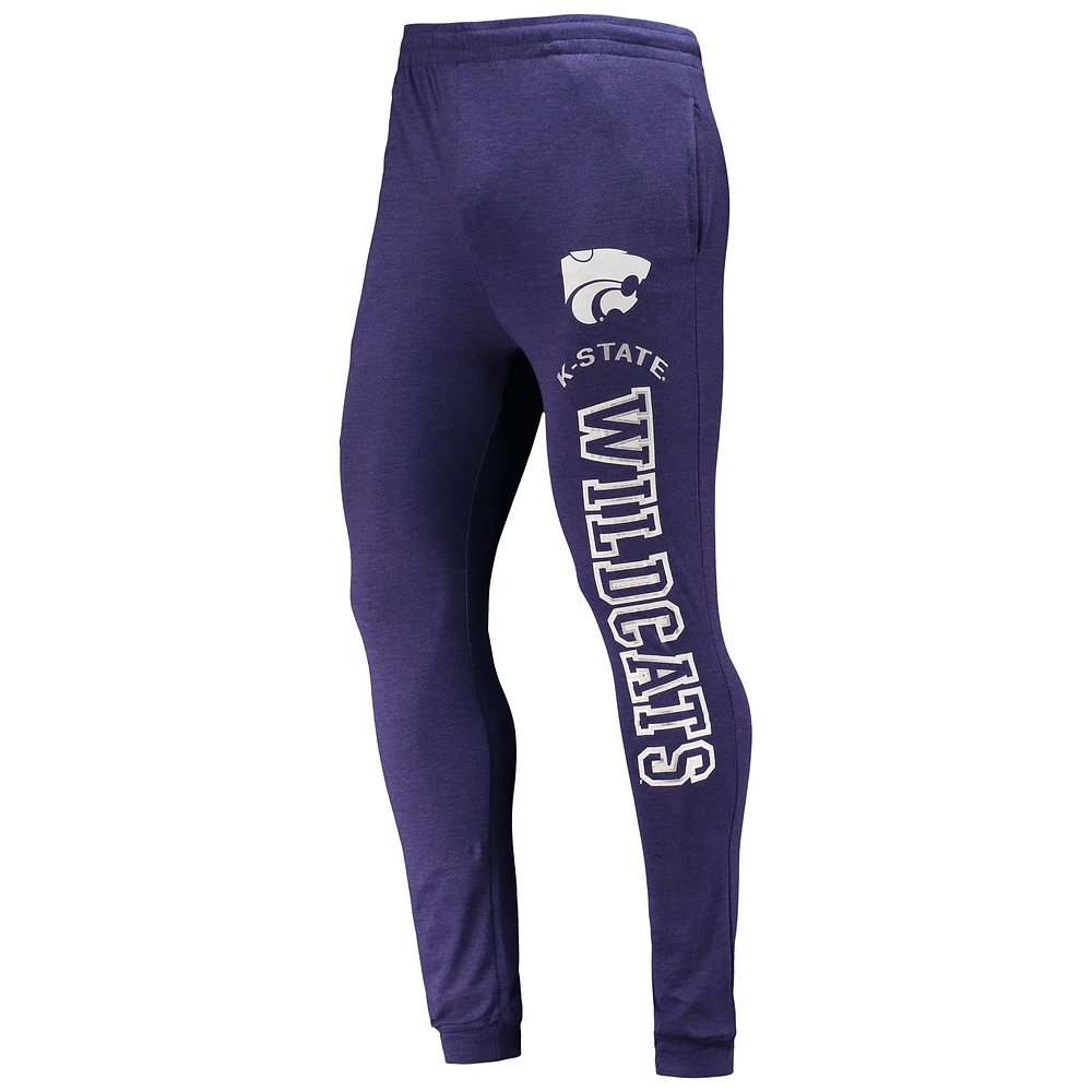 Ensemble pyjama à capuche et pantalon de jogging Concepts Sport pour hommes, violet/anthracite chiné, Kansas State Wildcats Meter