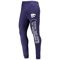 Men's Concepts Sport Purple/Heather Charcoal Kansas State Wildcats Meter Long Sleeve Hoodie T-Shirt & Jogger Pajama Set