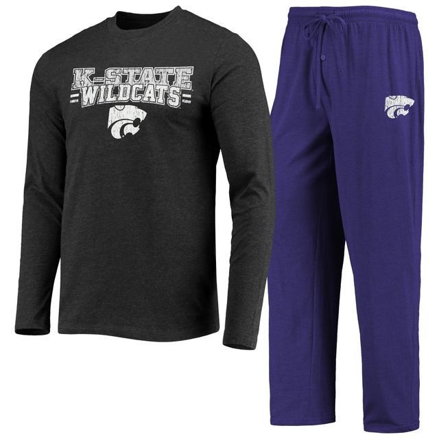 Concepts Sport pour homme violet/anthracite chiné Kansas State Wildcats Meter T-shirt à manches longues et pantalon Ensemble de nuit