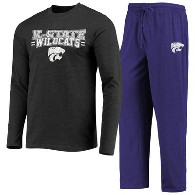 Men's Concepts Sport Purple/Heathered Charcoal Kansas State Wildcats Meter Long Sleeve T-Shirt & Pants Sleep Set