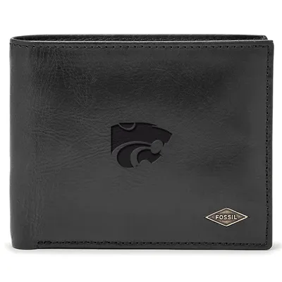 Kansas State Wildcats Fossil Leather Ryan RFID Passcase Wallet - Black