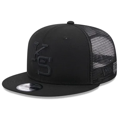 Kansas State Wildcats New Era Black on Black 9FIFTY Trucker Snapback Hat