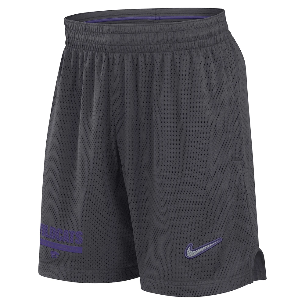 Short en maille Nike pour homme, anthracite, Kansas State Wildcats 2024 Sideline