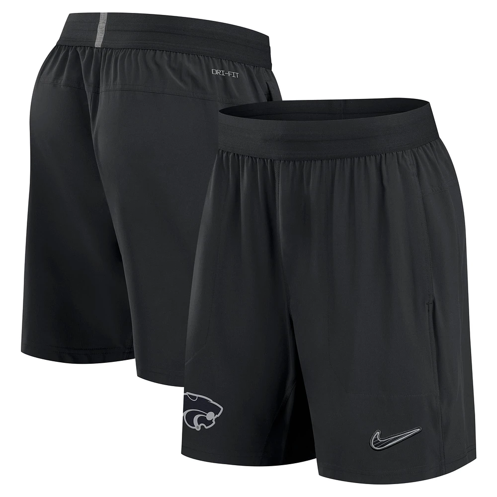 Men's Nike Black Kansas State Wildcats 2024/25 Sideline Performance Woven Shorts