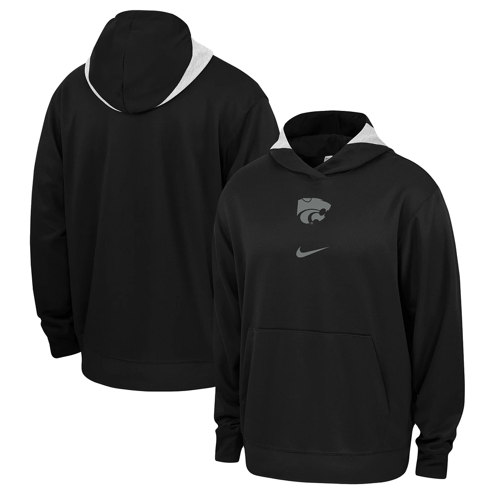 Sweat à capuche Nike pour hommes, noir, Kansas State Wildcats, Basketball Spotlight Performance, pull