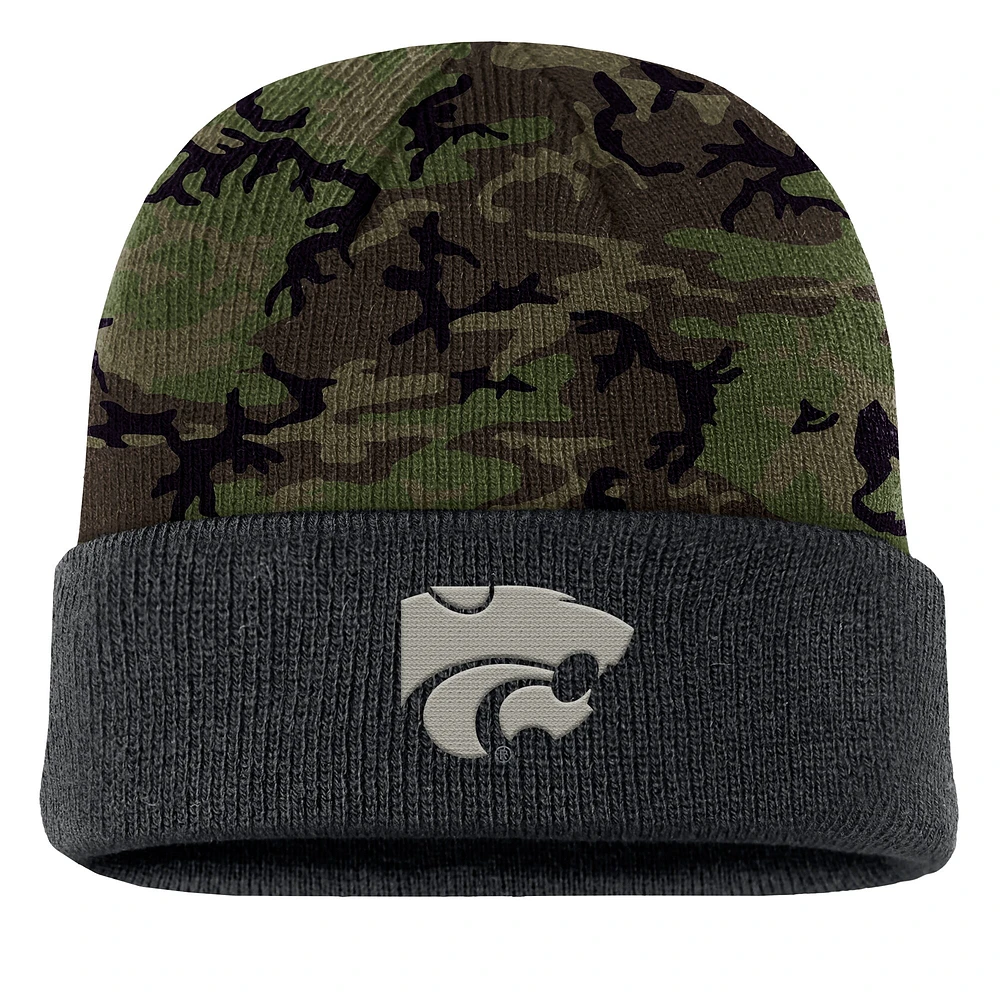 Bonnet en tricot à revers camouflage Kansas State Wildcats de Nike pour homme