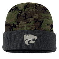 Bonnet en tricot à revers camouflage Kansas State Wildcats de Nike pour homme