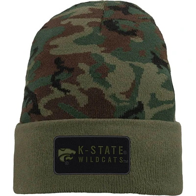 Bonnet en tricot à revers Nike Camo Kansas State Wildcats Military Pack pour homme