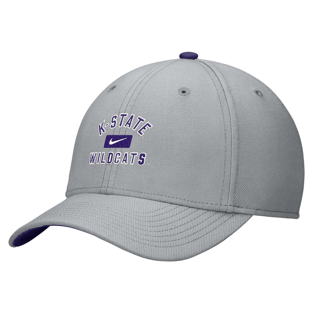 Casquette Rise Flex Nike pour hommes, grise, Kansas State Wildcats