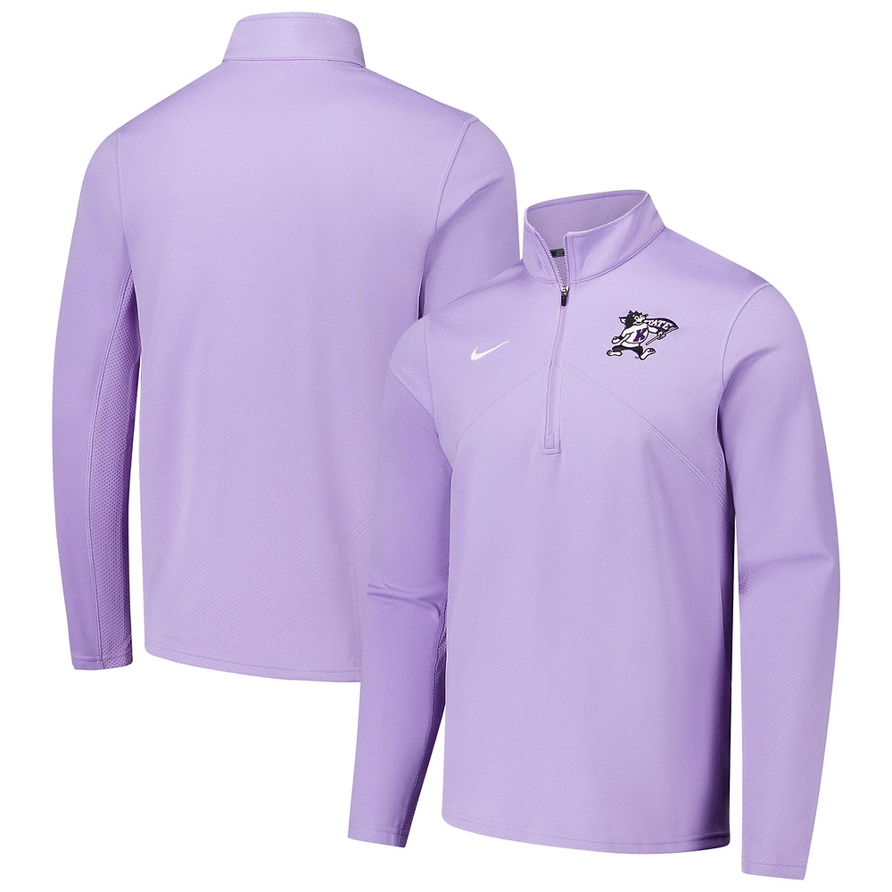 Men's Nike Lavender Kansas State Wildcats Training Performance Long Sleeve Quarter-Zip Top