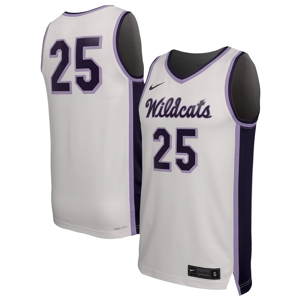 Men's Nike #25 White Kansas State Wildcats Replica Basketball Jersey