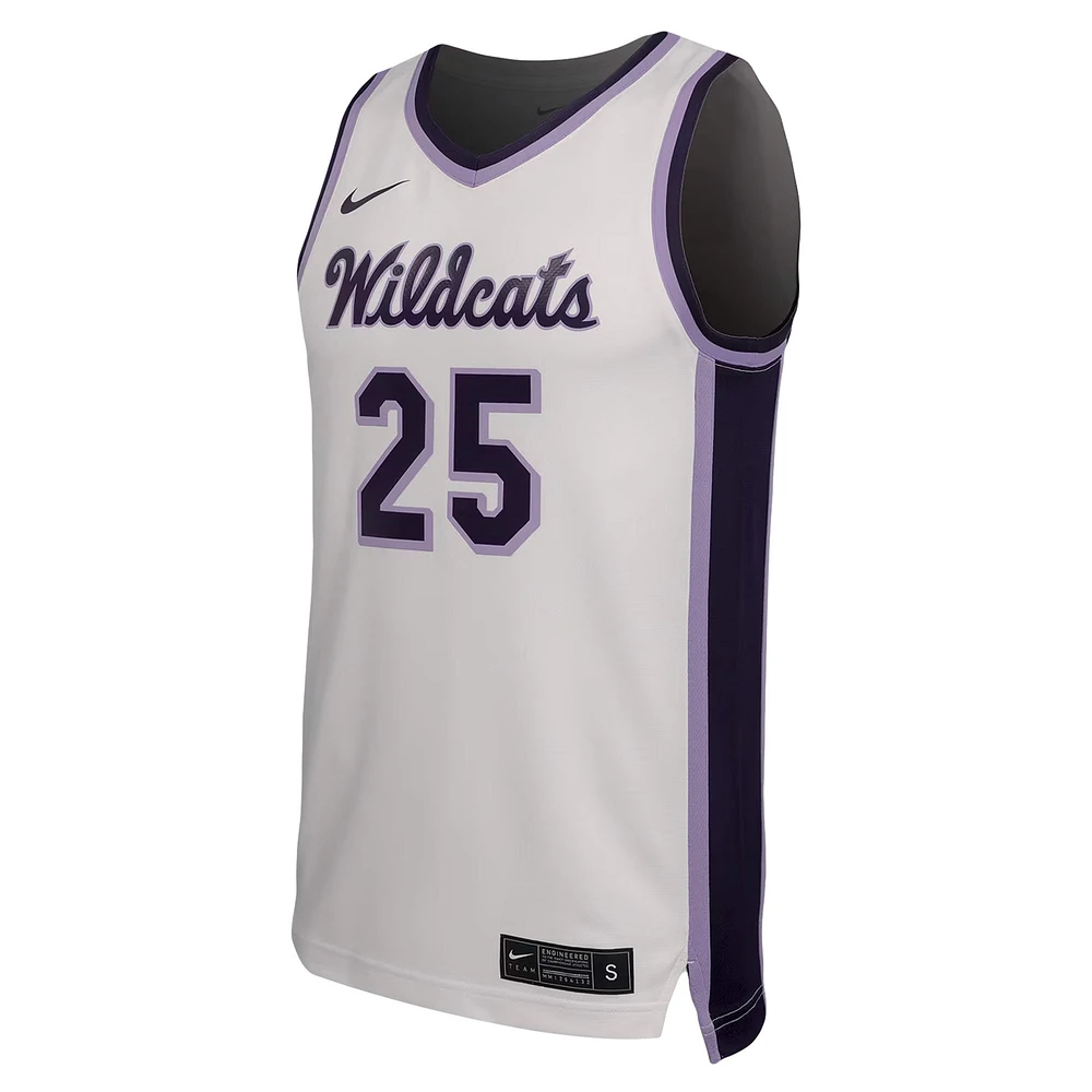 Men's Nike #25 White Kansas State Wildcats Replica Basketball Jersey