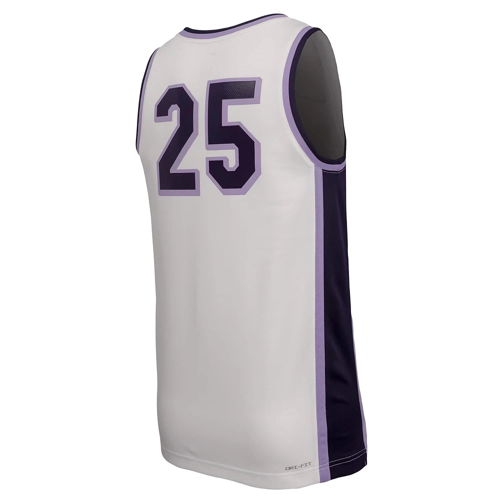 Men's Nike #25 White Kansas State Wildcats Replica Basketball Jersey