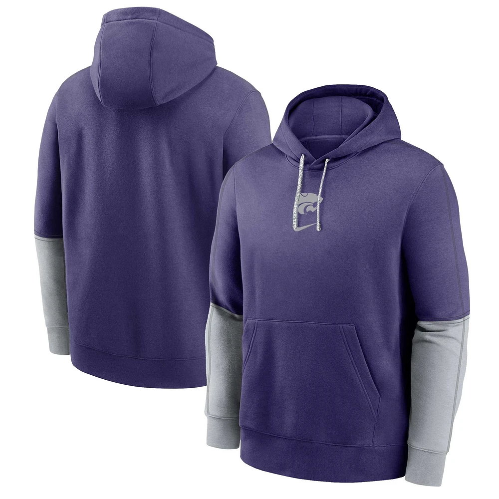 Sweat à capuche en molleton Nike Kansas State Wildcats 2024 Sideline Club violet pour homme