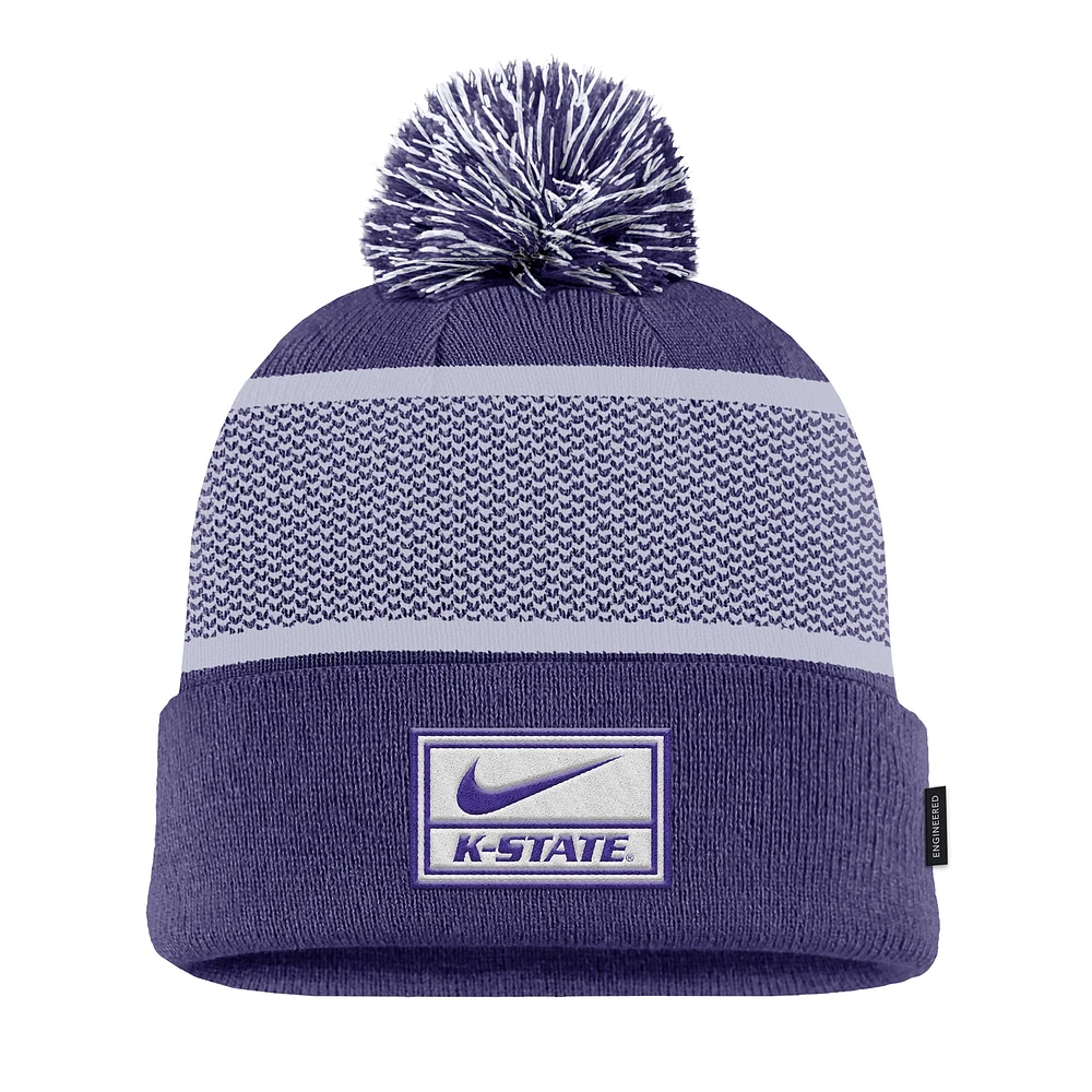 Bonnet en tricot à revers avec pompon Nike violet Kansas State Wildcats 2024 Sideline Peak pour homme