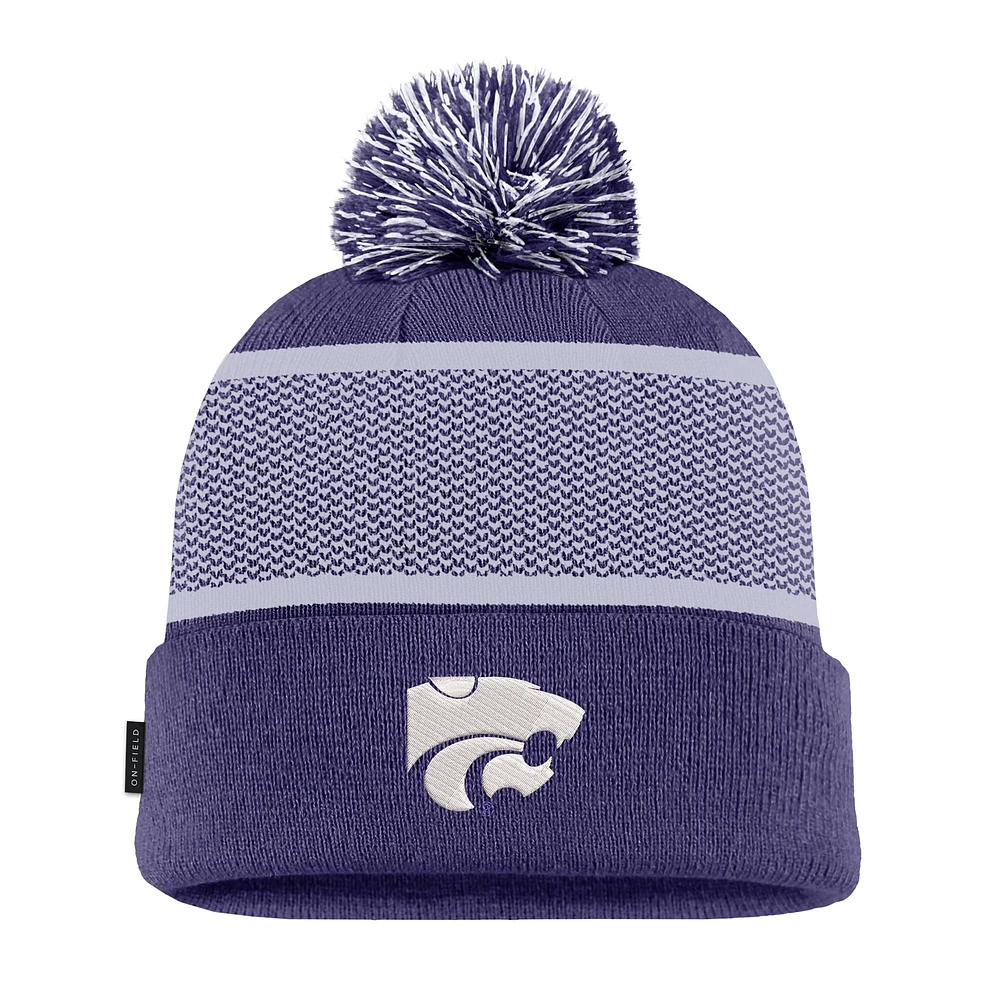 Men's Nike Purple Kansas State Wildcats 2024 Sideline Peak Cuffed Knit Hat with Pom