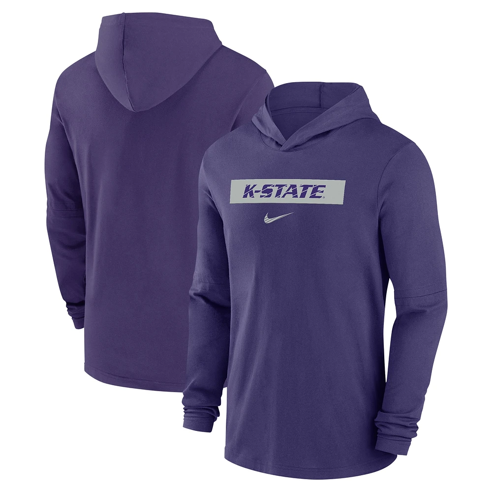 Sweat à capuche manches longues Nike violet Kansas State Wildcats 2024 Sideline Performance pour homme