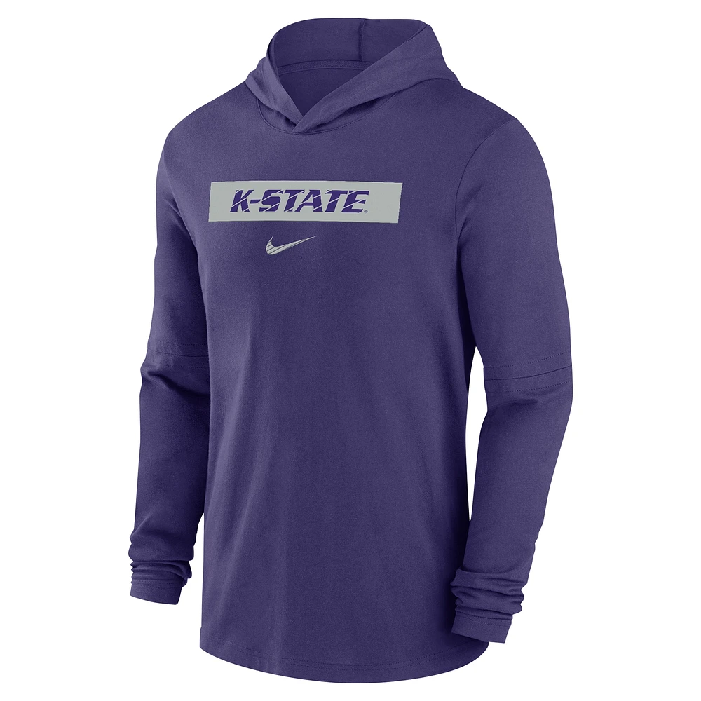 Sweat à capuche manches longues Nike violet Kansas State Wildcats 2024 Sideline Performance pour homme