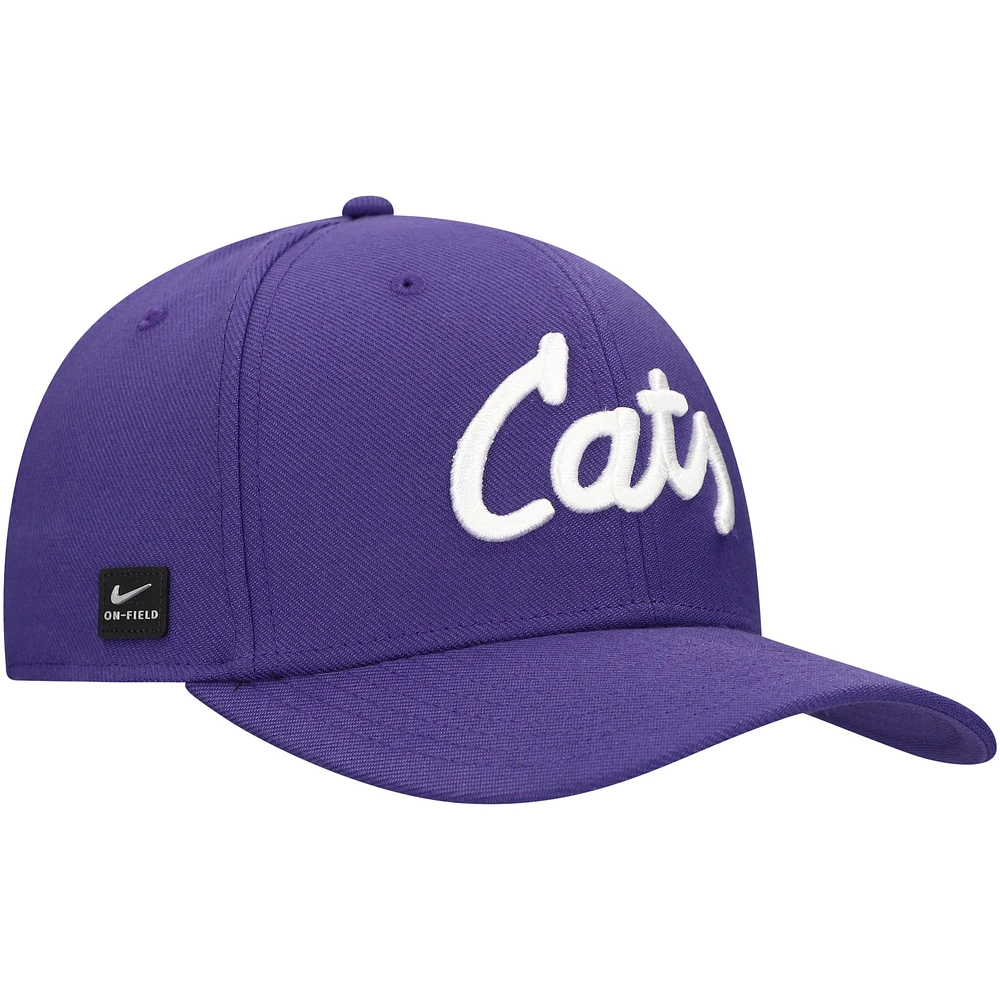 Casquette Nike violette Kansas State Wildcats 2024 Sideline Rise Swoosh Flex pour homme