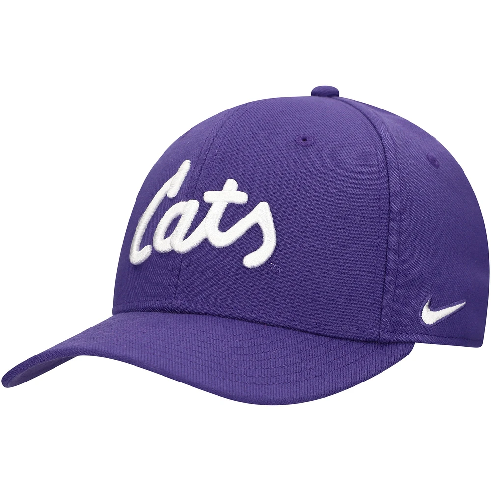 Casquette Nike violette Kansas State Wildcats 2024 Sideline Rise Swoosh Flex pour homme