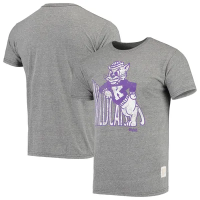 T-shirt Tri-Blend Kansas State Wildcats Vintage Logo Original Rétro Marques Heathered Gris pour Homme