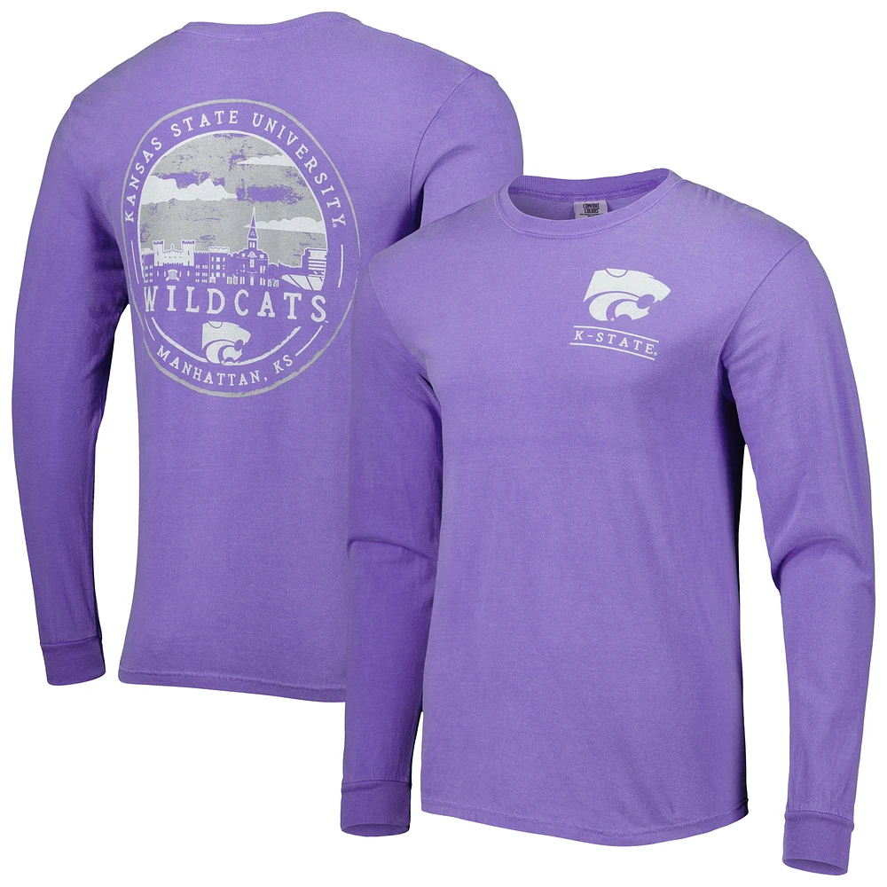 T-shirt violet à manches longues Kansas State Wildcats Circle Campus Scene pour homme