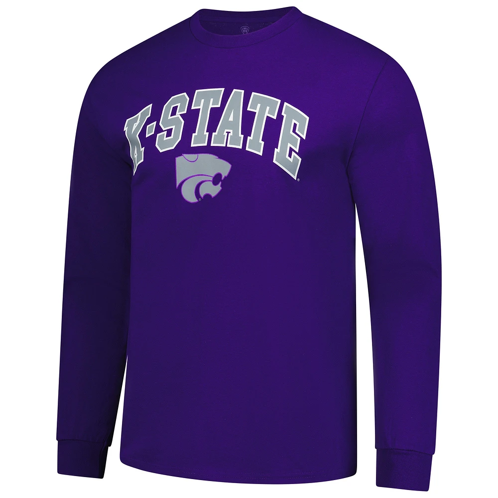 T-shirt violet à manches longues pour homme avec logo des Wildcats du Kansas State
