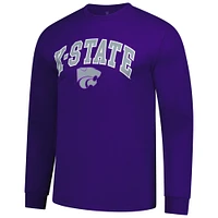 T-shirt violet à manches longues pour homme avec logo des Wildcats du Kansas State
