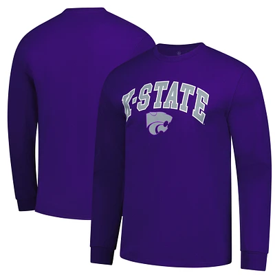 T-shirt violet à manches longues pour homme avec logo des Wildcats du Kansas State