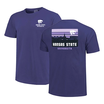 T-shirt à rayures violet pour homme Kansas State Wildcats Campus Skyline