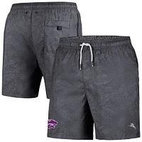 Men's Tommy Bahama Black Kansas State Wildcats Naples Layered Leaves Swim Trunks