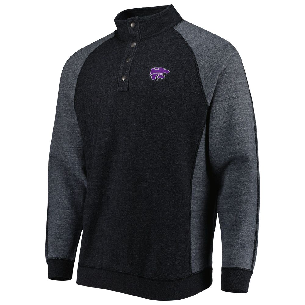 Men's Tommy Bahama Black Kansas State Wildcats Sport Scrimmage Snap Mock Neck Raglan Button-Up Jacket