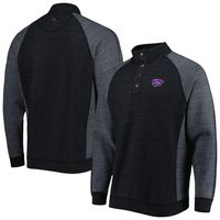 Men's Tommy Bahama Black Kansas State Wildcats Sport Scrimmage Snap Mock Neck Raglan Button-Up Jacket