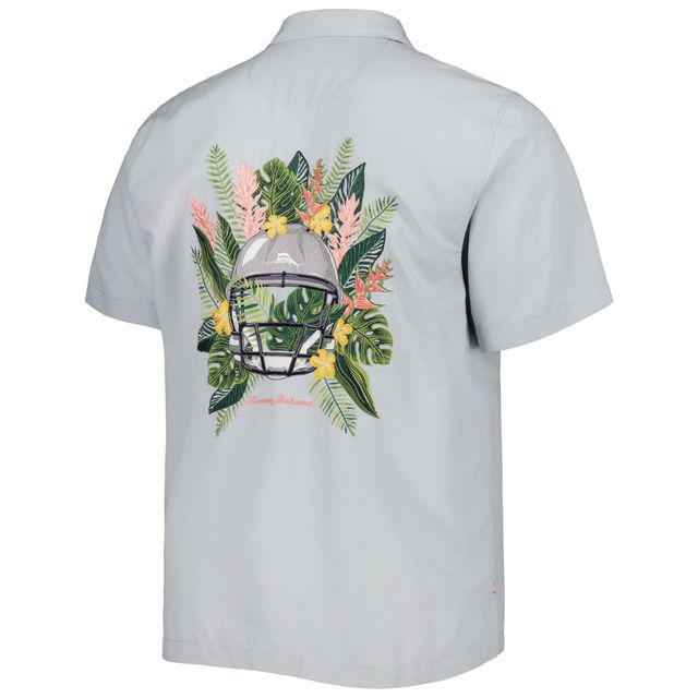 Tommy Bahama Grey Kansas State Wildcats Coconut Point Frondly Fan Camp IslandZone Chemise boutonnée