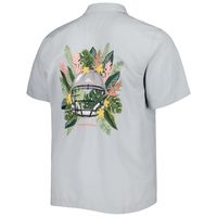 Men's Tommy Bahama Gray Kansas State Wildcats Coconut Point Frondly Fan Camp IslandZone Button-Up Shirt