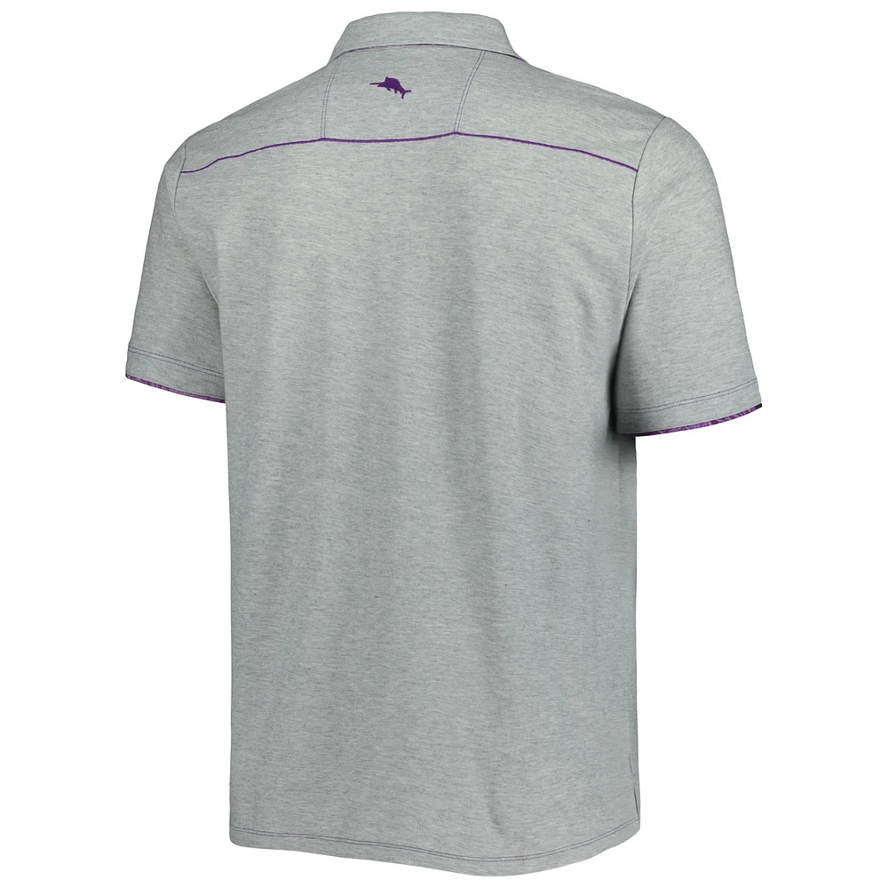 Men's Tommy Bahama Heathered Gray Kansas State Wildcats IslandZone Tailgater Polo