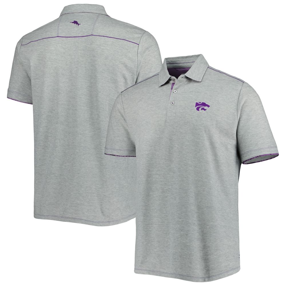 Men's Tommy Bahama Heathered Gray Kansas State Wildcats IslandZone Tailgater Polo