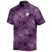 Chemise de camp boutonnée pour hommes Tommy Bahama Purple Kansas State Wildcats Coast Luminescent Fronds IslandZone