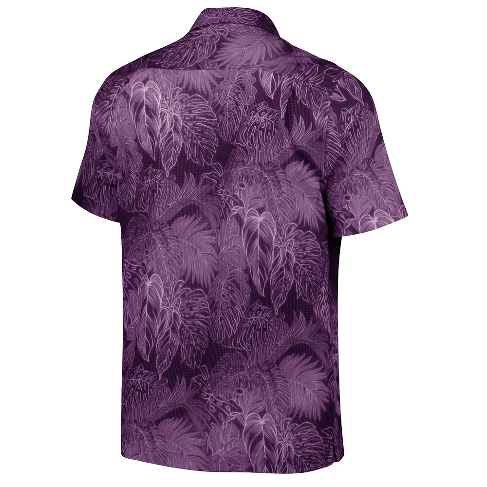 Chemise de camp boutonnée pour hommes Tommy Bahama Purple Kansas State Wildcats Coast Luminescent Fronds IslandZone