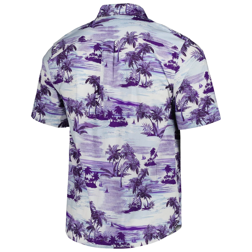 Chemise boutonnée Tommy Bahama Purple Horizons tropicaux des Wildcats de l'État du Kansas pour homme