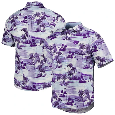 Chemise boutonnée Tommy Bahama Purple Horizons tropicaux des Wildcats de l'État du Kansas pour homme