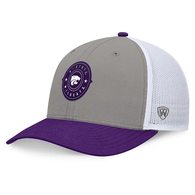 Casquette réglable Top of the World pour hommes, gris/violet, Kansas State Wildcats Rob Trucker