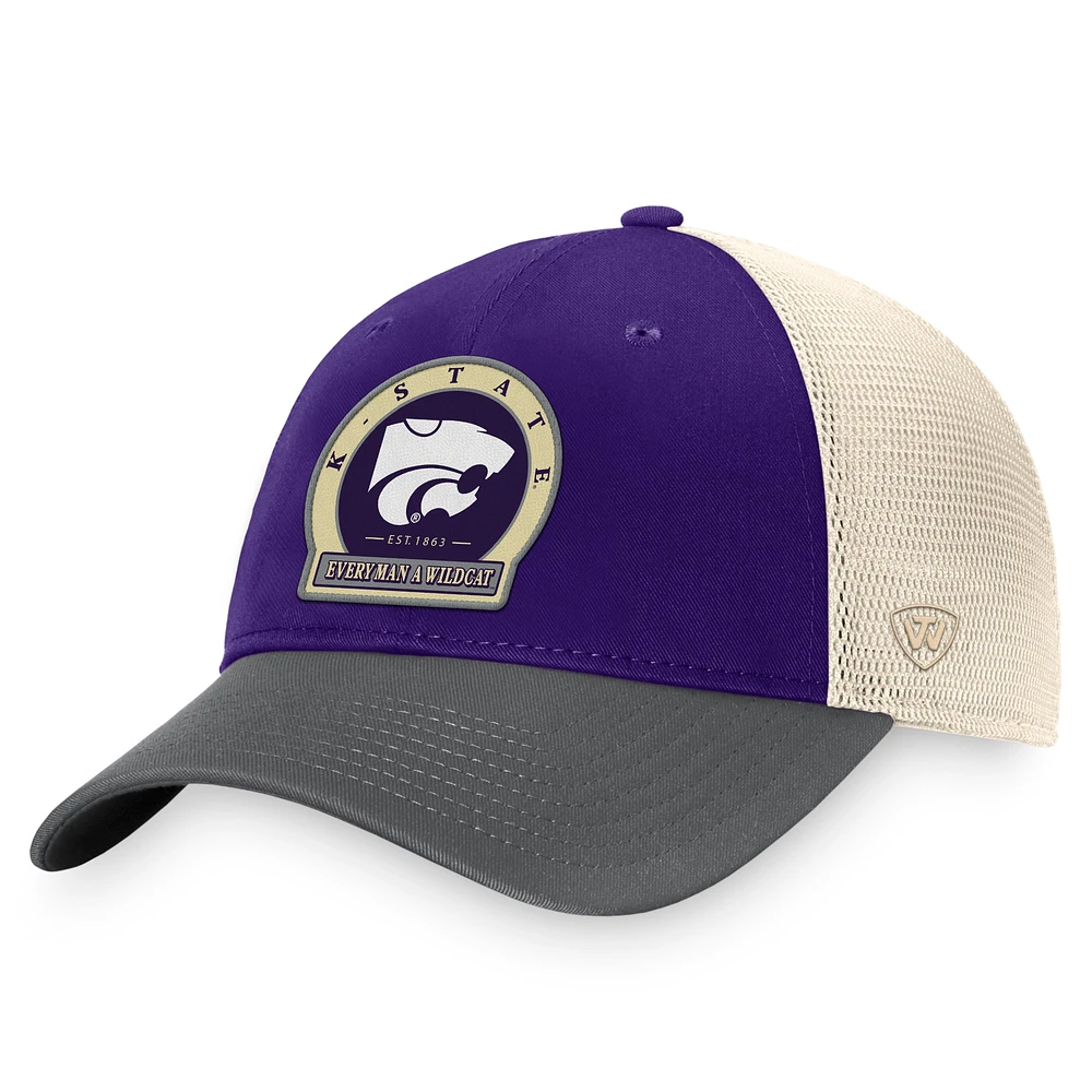 Casquette réglable pour hommes Top of the World Purple Kansas State Wildcats Refined Trucker