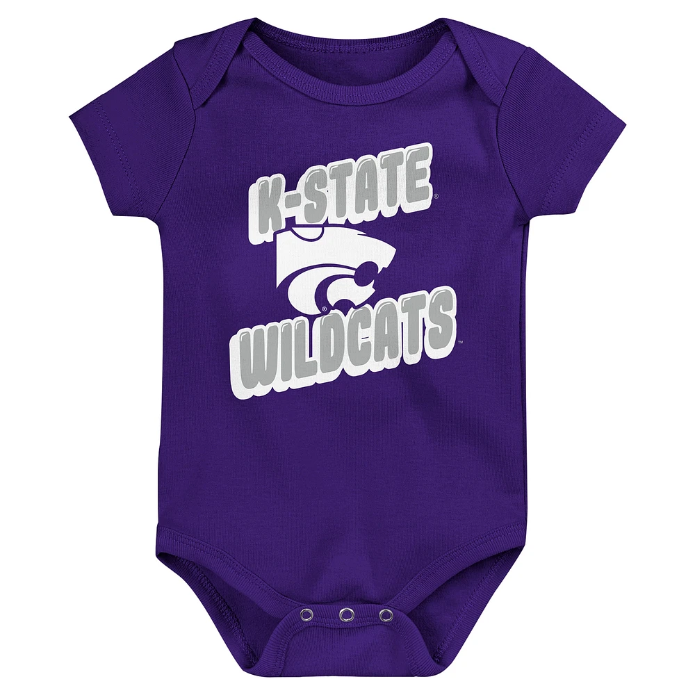 Lot de 3 bodies violets pour nouveau-né Kansas State Wildcats Sunday Comics