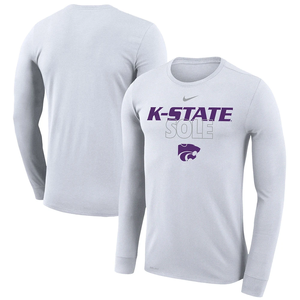 T-shirt à manches longues Nike Kansas State Wildcats 2023 On Court Bench blanc