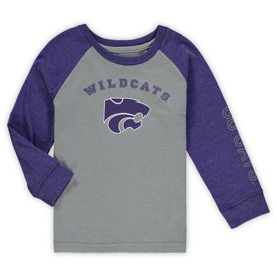 Toddler Colosseum Heathered Gray Kansas State Wildcats Long Sleeve Raglan T-Shirt