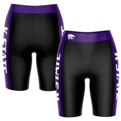 Kansas State Wildcats Women's Striped Design Bike Shorts - Black/Purple