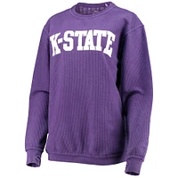 Sweat-shirt Pressbox Kansas State Wildcats Comfy Cord Vintage Wash Basic Arch pour femme violet