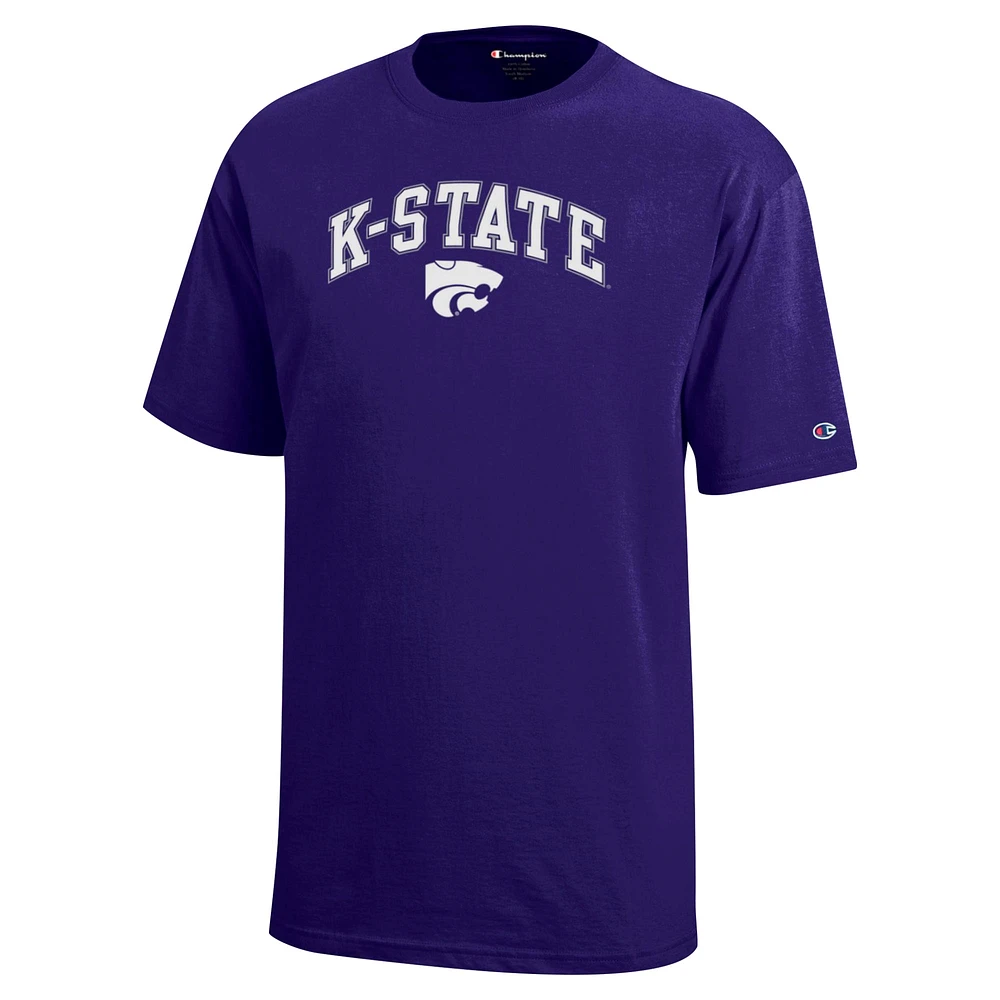 T-shirt violet avec logo en forme d'arche des Wildcats de l'État du Kansas pour les jeunes champions